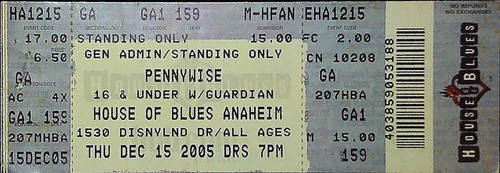 Pennywise concert ticket stub - pennywise,
